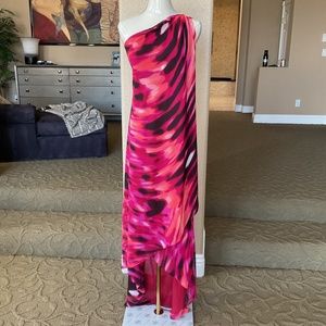 Boston Proper Sunset Wave one shoulder high & low maxi dress Size 12